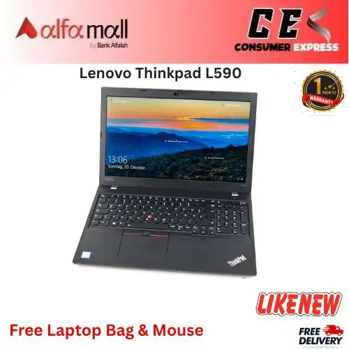 Lenovo Thinkpad L590 Laptop Core i5 8th Generi 16GB Ram 256GB SSD 15.6 InchDisplay (Like New)  Free Bag & Mouse