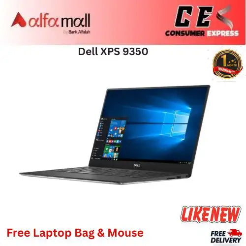 Dell XPS 9350 Core i5 6th Gen 8GB RAM 256GB SSD 13.3 Inch Display (Like New) Free Bag & Mouse