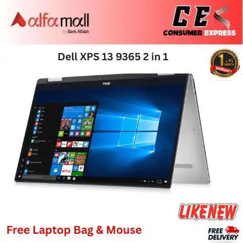 Dell XPS 13 9365 2 in 1 Core i7 7th Gen 16GB RAM 256GB SSD Touchscreen 13.3 Inch Display (Like New) Free Bag & Mouse