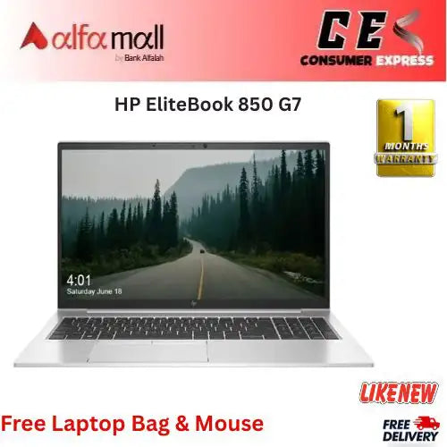 HP 15.6inch EliteBook 850 G7 Laptop, Intel Core i510310U QuadCore, 16GB DDR4 RAM, 256GB SSD, 1920 x 1080 AntiGlare IPS Display, Windows 10 Pro  Free Bag and Mouse(Like New)