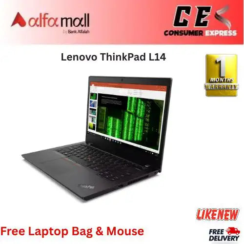 Lenovo ThinkPad L14 Gen 1 Corei510th Gen 16GB RAM 512GB SSD 14 Inch Display (Like New) Free Laptop Bag & Mouse
