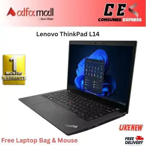 Lenovo ThinkPad L14 Gen 2 , 11th Gen Core i5 , 16GB RAM, 256 GB SSD, Intel Iris Xe Graphics, 14" Full HD Display, Free Bag & Mouse (Like New)