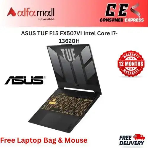 ASUS TUF F15 FX507VI Intel Core i713620H 13th Generi, 16GB Ram DDR5, 1TB SSD NVMe, NVIDIA GeForce RTX 4070 8GB GDDR6 Graphics, 15.6" FHD (1920x1080) IPS 144Hz, RGB Backlit KB, Windows 11, Mecha Grey New, Internial Warranty