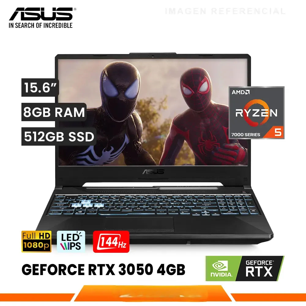 ASUS TUF Gaming A15 AMD Ryzen 5 7535H 8GB 512GB NVIDIA GeForce RTX 3050 4GB 15.6" FHD 144Hz Display Windows 11 FA506NCHN005W (Internial Warranty)