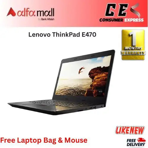 Lenovo ThinkPad E470 Corei57th Gen 8 GB RAM 256 GB SSD 14€³ Display (Like New) Free Bag & Mouse