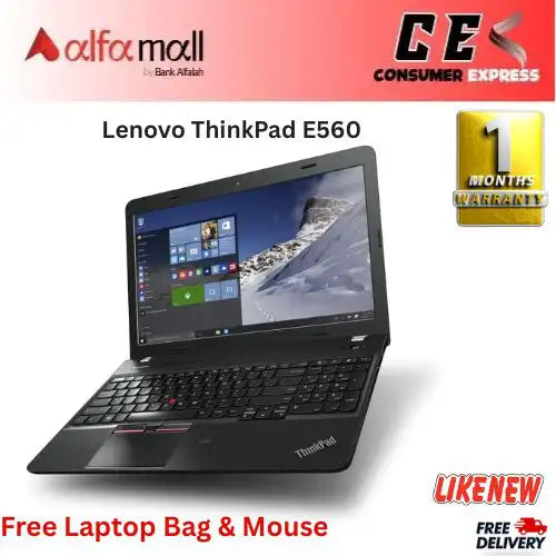 Lenovo ThinkPad E560 Corei56th Gen 8 GB RAM 256 GB SSD 15.6€³ Display (Like New) Free Bag & Mouse
