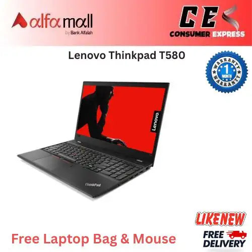 Lenovo Thinkpad T580 Laptop Core i7 8th Generi 16GB Ram 512GB SSD 15.6 Inch Display (Like New) Free Bag & HP Mouse
