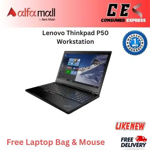 Lenovo Thinkpad P50 Workstation Core i7 6th Generation 6700HQ Processor 16GB Ram 256GB SSD Nvidia Quadro M1000M 2GB Graphics Card 15.6 Inch Display (Like New) Free Bag & Mouse