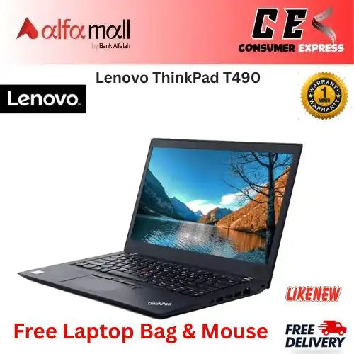 Lenovo ThinkPad T490 Slim and Sleek Portable Business Series Laptop  8th Gen Intel Quad Core i58350U Processor, 8GB DDR4 2400MHz RAM, 256GB SSD Storage 14.1Inch FHD (1920 x 1080) IPS Display  Free Bag and Mouse (Like New)