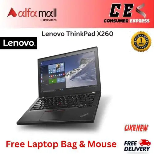 Lenovo ThinkPad X260 Intel Core i76th Gen, 16GB DDR4, 256GB SSD, 12.5Inch IPS Display, Webcam, Wifi  Free Bag and Mouse (Like New)