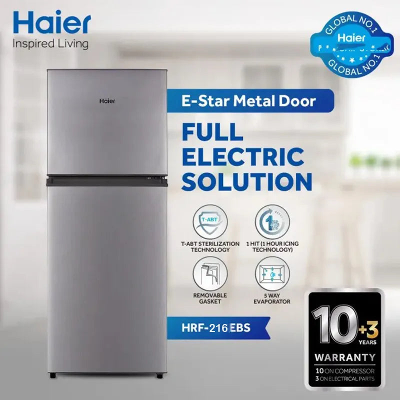Haier Refrigerator 10Cubic Feet HRF-246 EBS Silver Color Metal Door