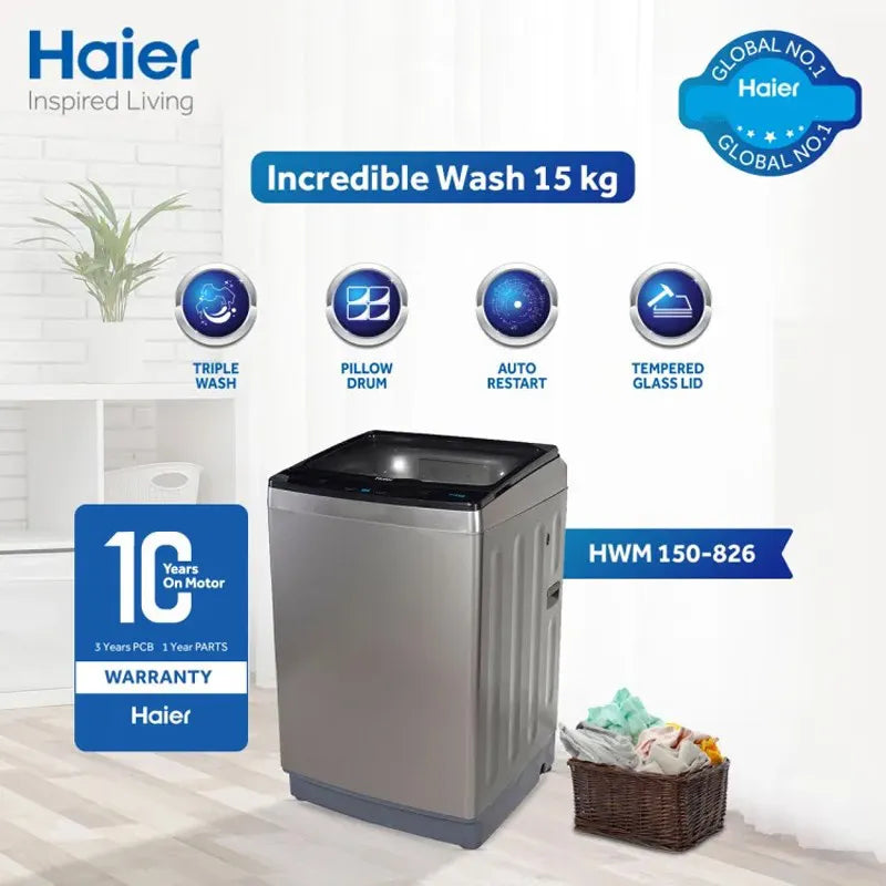 Haier Automatic Washing Machine 15Kg HWM 150-826 Official Warranty (Latest Model)