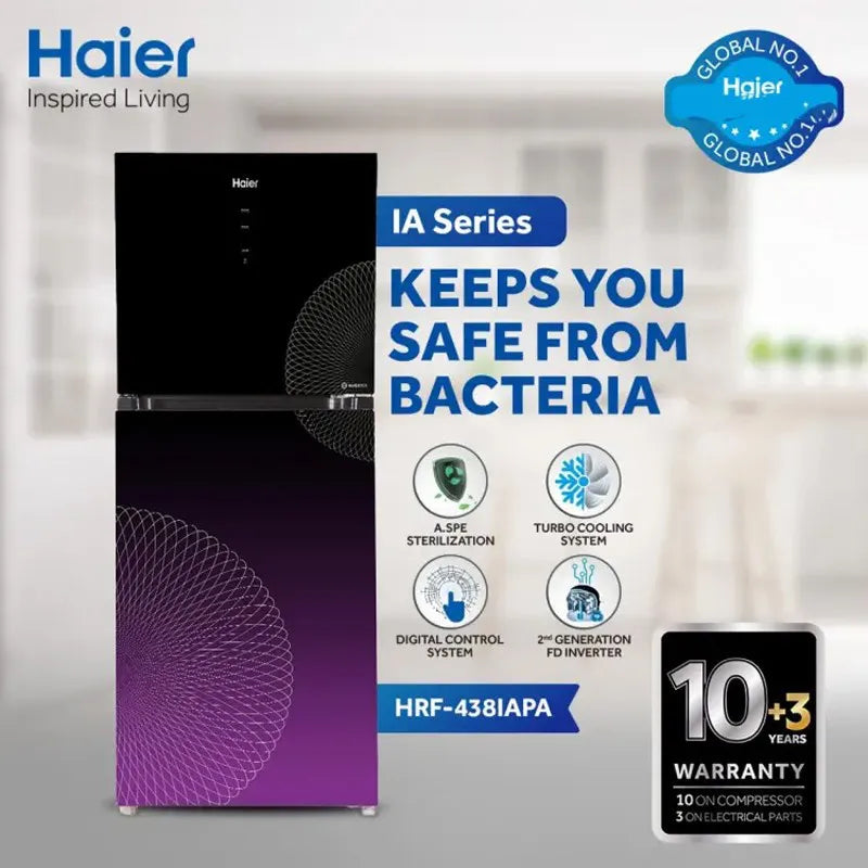 Haier Refrigerator HRF438 IFP 18 CFT Digital Twin Inverter Turbo Cooling with HCS Technology