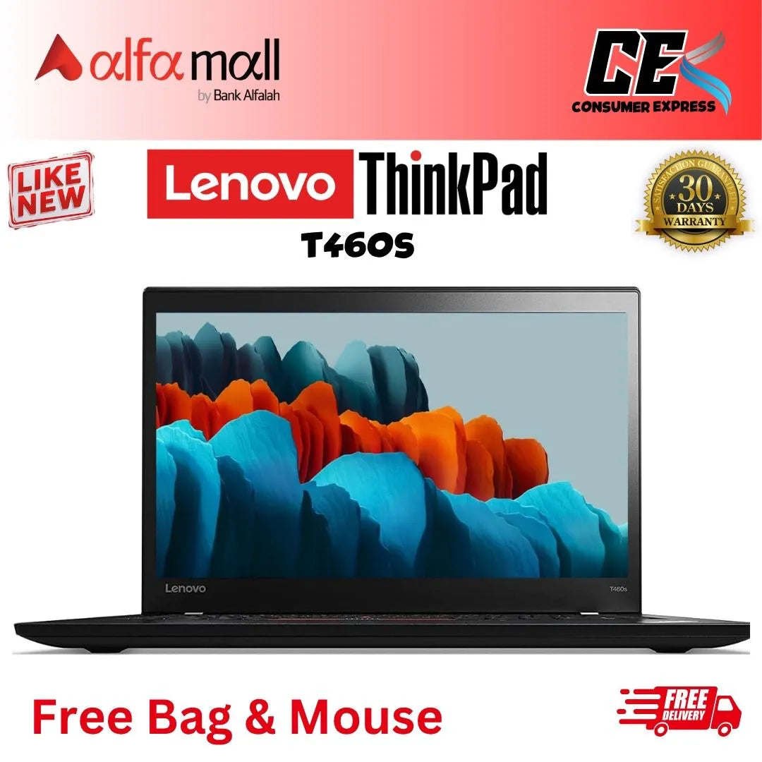 Lenovo ThinkPad t460s Core-i5-6th Gen 8GB RAM 256GB SSD 14-Inch Display (Like New) - Free Bag & HP Mouse (Installment)
