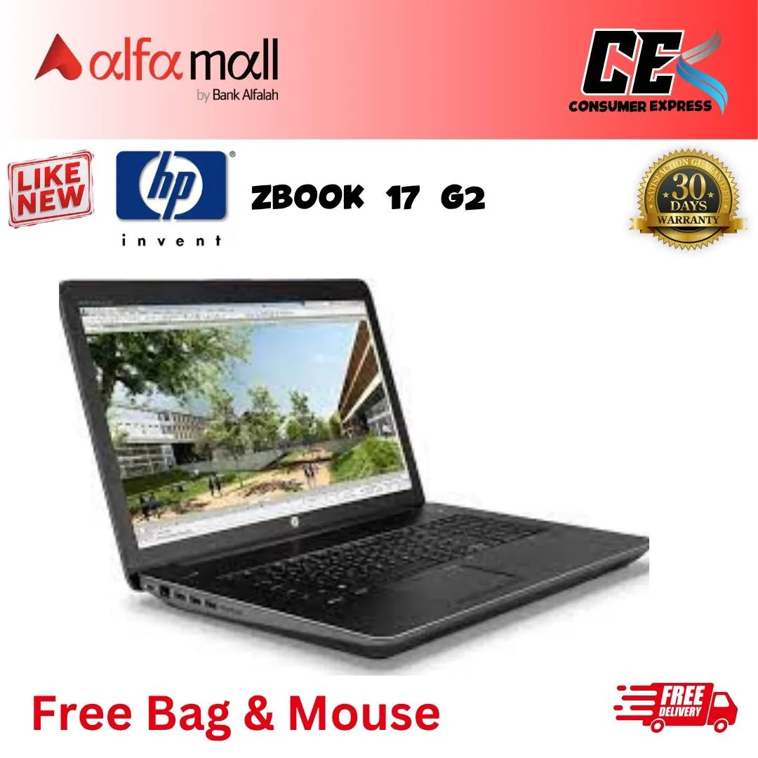 HP Zbook 17 G2 Core-i5-4th Gen 8GB RAM 256GB SSD 2 GB NVIDIA Graphics Card 15.6 -Inch (Like New) - Free Bag & HP Mouse (Installmen