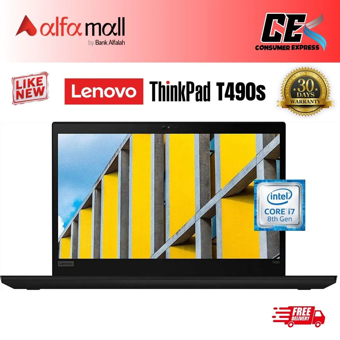 Lenovo Thinkpad T490s Laptop Core i7 8th Gen 8GB Ram 256GB SSD 14 Inch Display (Like New) - Free Bag & HP Wireless Mouse