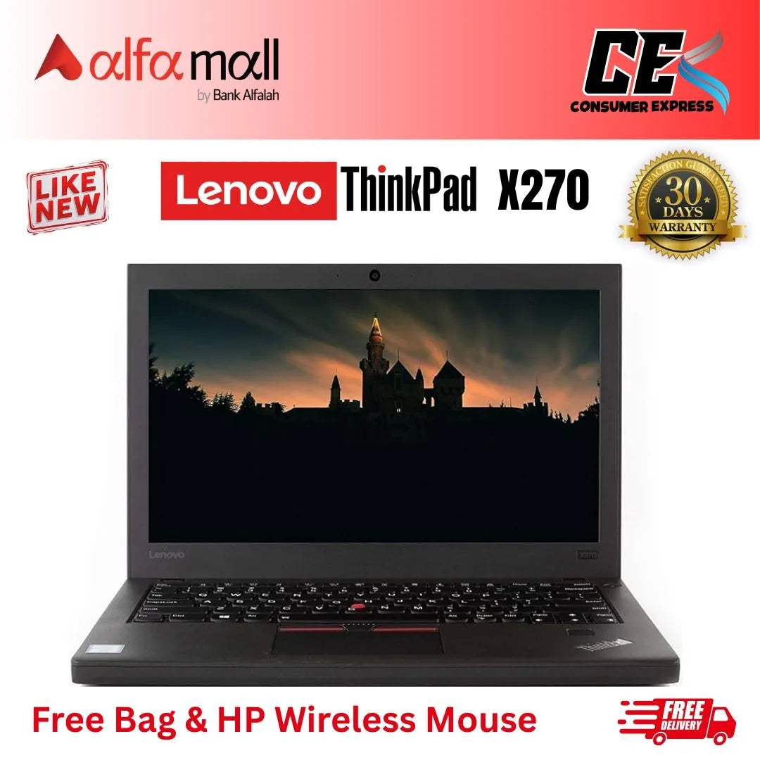 Lenovo Thinkpad X270 Laptop , Core i5 6th Generation , 8GB Ram , 256GB SSD , 12.5 Inch , Like New (Free Charger, Free Bag, Free HP Mouse)