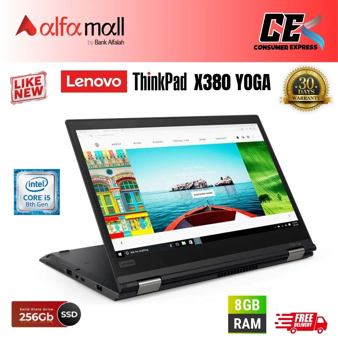 Lenovo Thinkpad YOGA X380 2in1 Laptop Core i5 8th Gen 8GB Ram 256GB SSD 13.3 Inch Touchscreen (Like New) - Free Bag & HP Wireless Mouse
