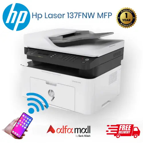 HP , Laser MFP 137fnw Printer (4ZB84A) , Mono Multifunction Laser Printer , Brand New , 1 Year HP Warranty