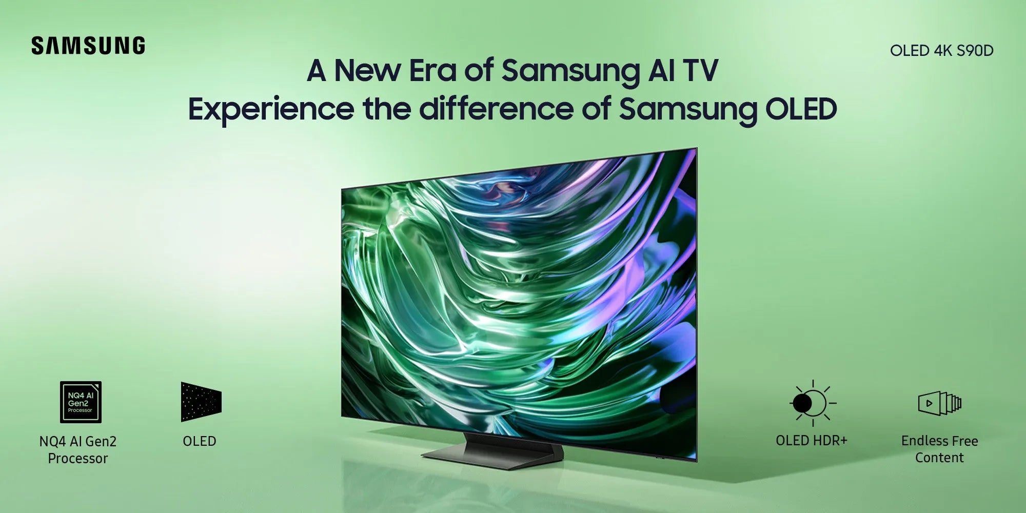Samsung 65" OLED 4K S90D with NQ4 AI Gen2 Processor and OLED HDR+