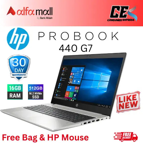 HP ProBook 450 G7 15.6-Inch FHD Laptop – Intel Core i5‑10210U (10th Gen), 16 GB DDR4, 512GB NVMe SSD, Intel UHD Graphics, Windows 11 Pro, Business Notebook (Like New) Free Bag & HP Mouse