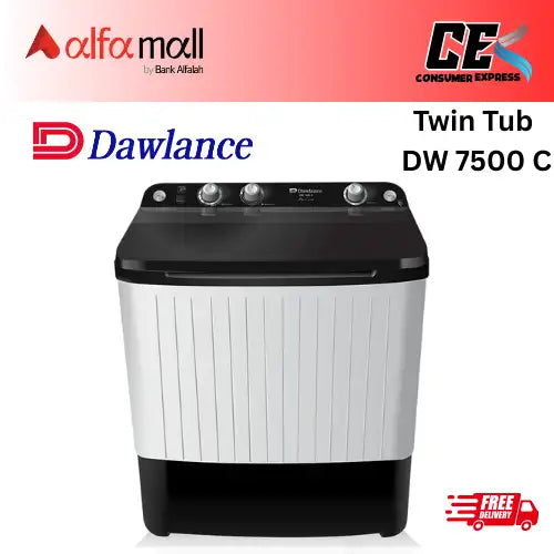 Dawlance Washing Machine Twin Tub DW 7500 C 10KG Capacity (Latest Model)