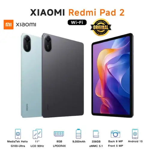 Redmi Pad 2 Graphite Gray, 256GB + 8GB (Only WiFi) 11" 2.5K Octa Core 4 Speakers Global ROM 9000mAh Bluetooth 5.3 8MP