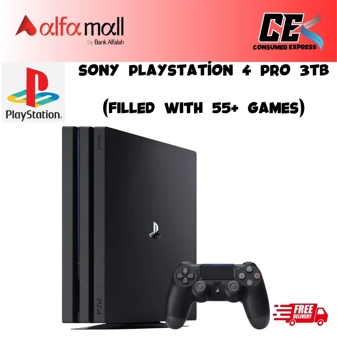 Sony PlayStation 4 Pro 3TB (FILLED WITH 55+ GAMES) - (Refurbished)