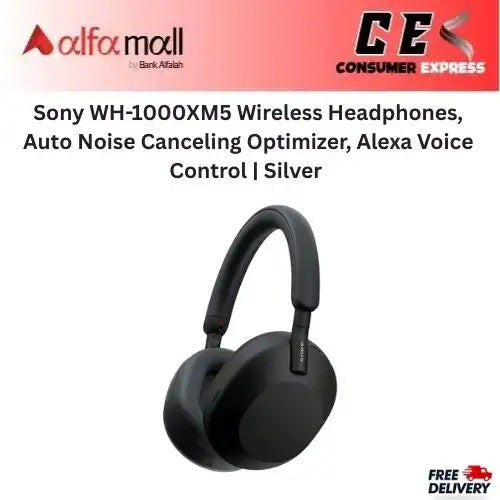 Sy WH1000XM5 Wireless Headphes, Auto Noise Canceling Optimizer, Alexa Voice Ctrol  Silver