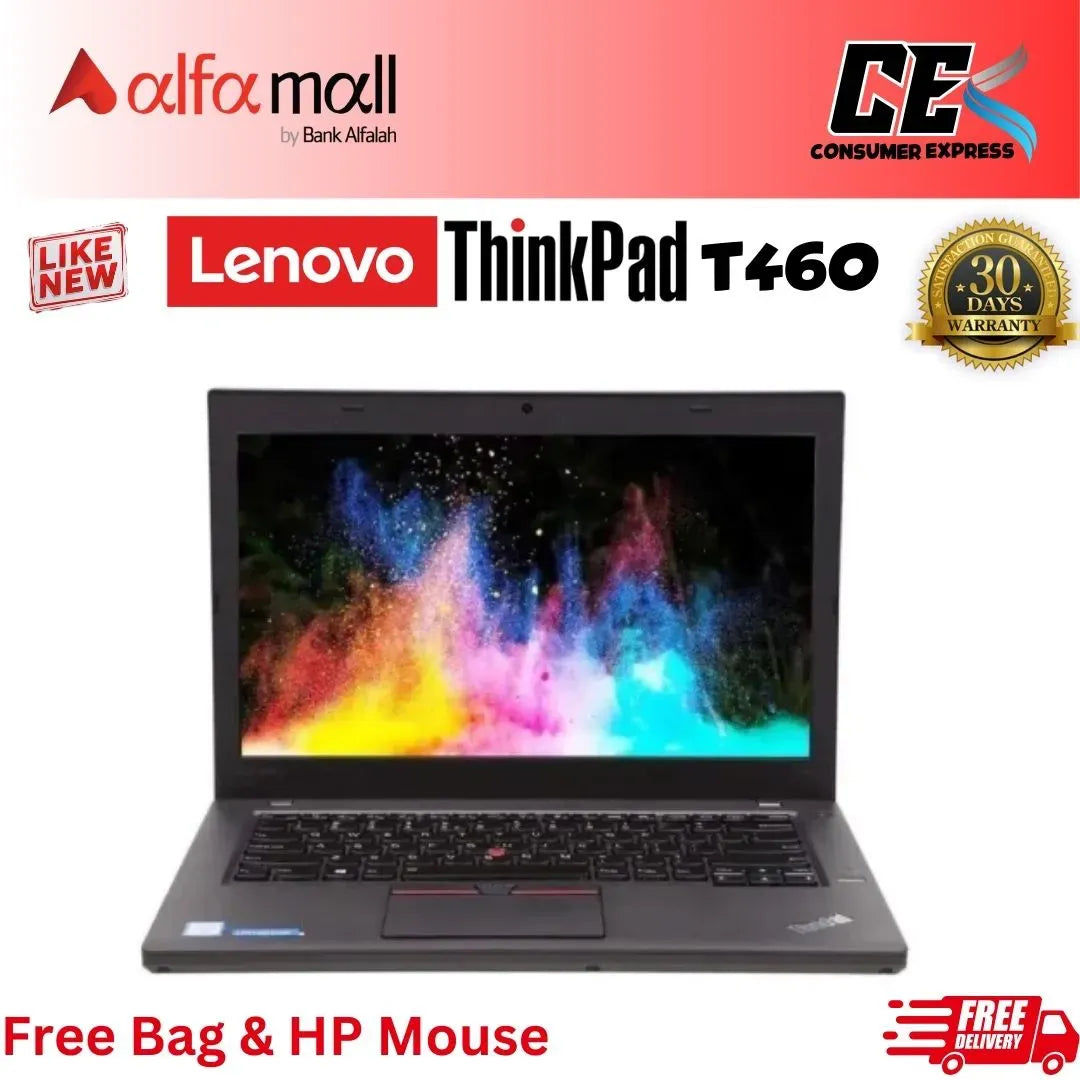 Lenovo Thinkpad T460 , Core i5 6th Generation , 8 GB Ram , 256 GB SSD , 14 Inch , Like New (Free Charger, Free Bag, Free HP Mouse)