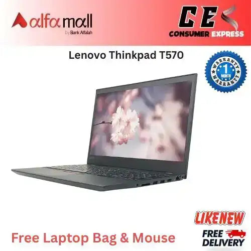 Lenovo ThinkPad T570 ,Intel Core i7-6600U 6th Gen 8GB DDR4 RAM 256GB SSD 15.6Inch FHD Display , Free Bag & Mouse (Like New)