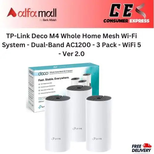 TP-Link Deco M4 Whole Home Mesh Wi-Fi System - Dual-Band AC1200 - 3 Pack - WiFi 5 - Ver 2.0