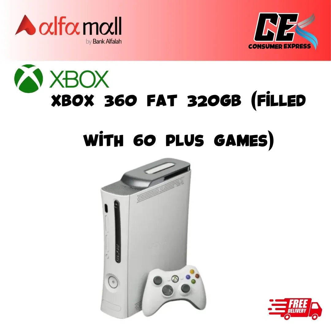 Xbox 360 FAT 320GB (Filled with 60 Games) - (Refurbished)