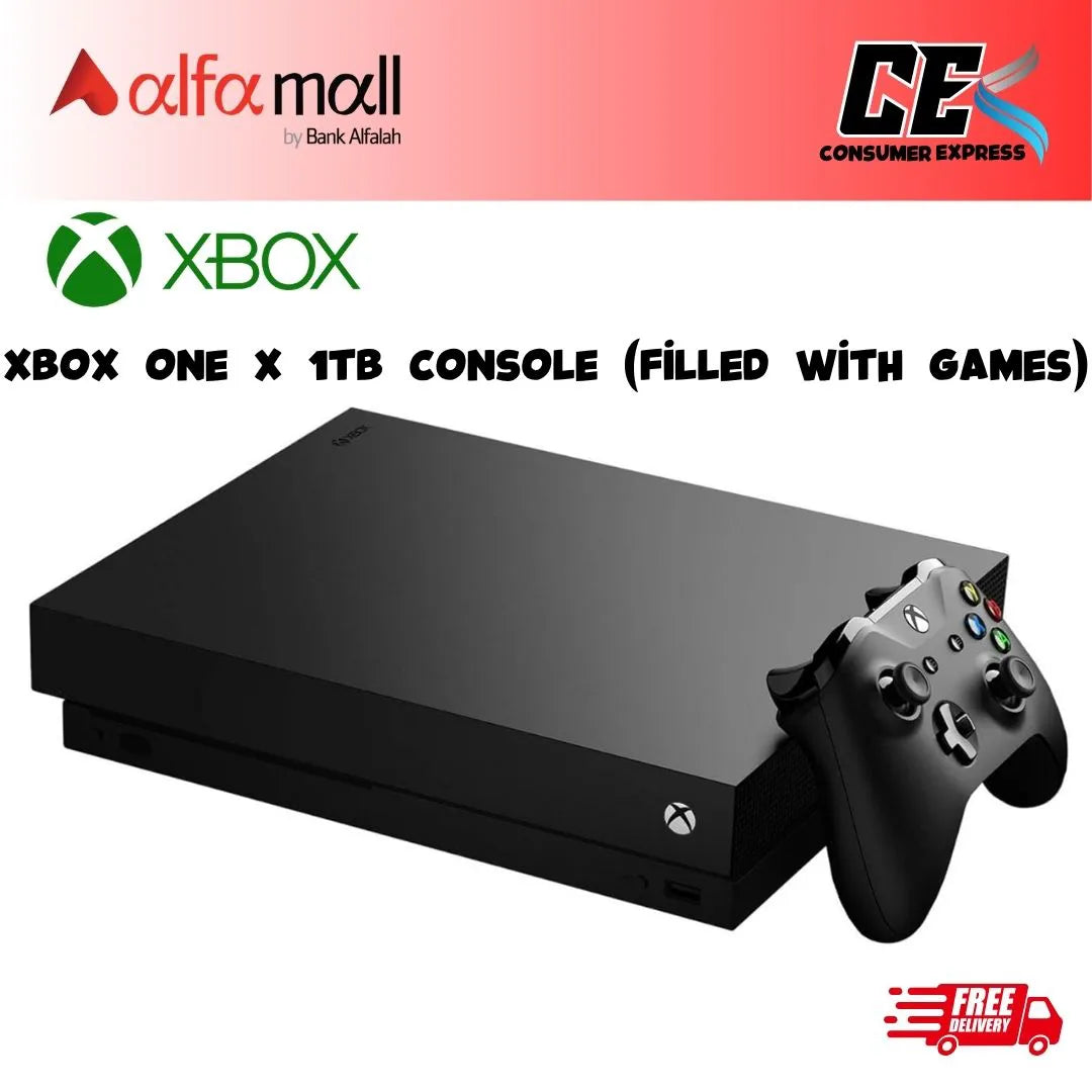 XBOX One X 1TB Console (Filled With Games) - (Refurbished)