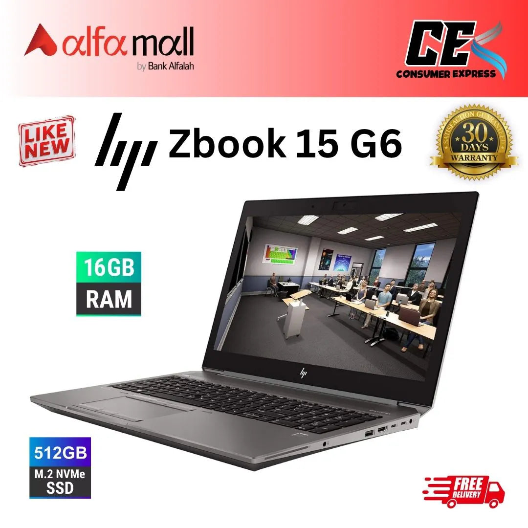 HP Zbook 15 G6 Core i7 9th Gen 16GB Ram 512GB SSD NVIDIA QUADRO T2000 4GB Graphic Card 15.6 Inch Display (Like New) - Free Bag & HP Wireless Mouse